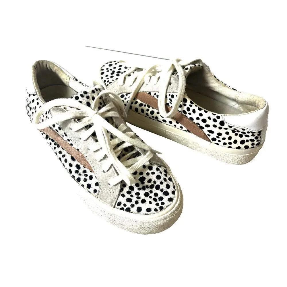 Madewell Women Sz 6.5M Low Top Lace Up Sneaker Real fur-dyed calf hair Dalmatian